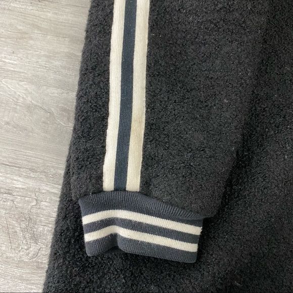 Ing2Ing Wool Blend Black & White Strip Long Coat - Picture 8 of 12